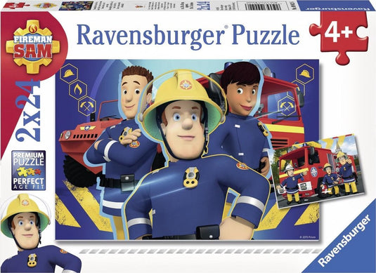 Ravensburger puzzel brandweerman sam helpt je uit de brand - 2x24 stukjes - kinderpuzzel