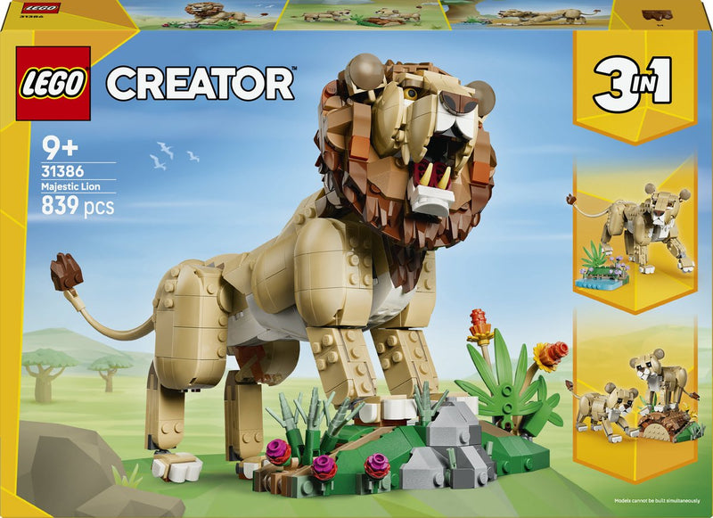 Laden Sie das Bild in Galerie -Viewer, Lego creator 3in1 wilde dieren: majestueuze leeuw speelgoed voor kinderen met dieren figuren 31386
