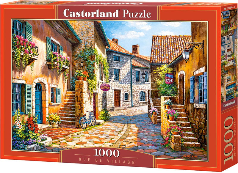 Afbeelding laden in galerijviewer, Castorland rue de village – puzzel – 1.000 stukjes – satijnen afwerking – perfecte pasvorm – europese kwaliteit
