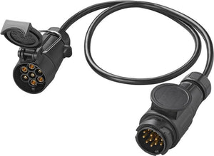 Proplus verloopkabel 80 cm – van 13-polig naar 7-polig – adapterkabel voor aanhanger en caravan – zwart