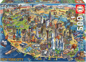 Educa - puzzel - 500 stuks - kaart new york