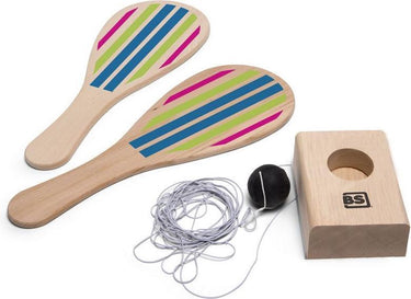 Bs toys tennis elastiek 35 x 14,5 cm hout naturel 3-delig