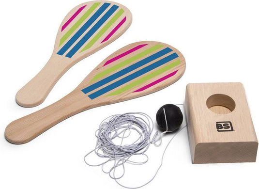 Bs toys tennis elastiek 35 x 14,5 cm hout naturel 3-delig