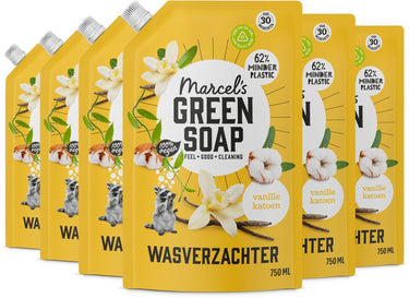 Marcel's green soap wasverzachter navulling - vanille katoen - 6 x 750ml - 180 wasbeurten