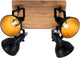 Briloner wood style - plafondlamp - spots draaibaar - 4-lichts e14 - materiaal: hout en metaal - kleur: zwart en goud