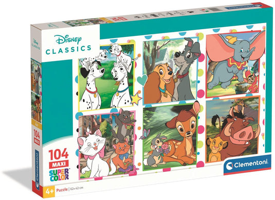 Clementoni kinderpuzzel disney classic - puzzel 104 maxi stukjes - legpuzzel voor je kind - educatief speelgoed - puzzels voor kinderen vanaf 4 jaar