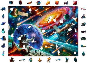 Wooden city houten stad kosmische verkenning houten puzzel 1010 stukjes