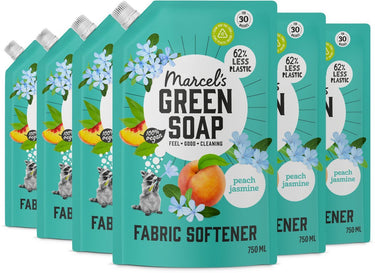 Marcel's green soap wasverzachter navulling - perzik jasmijn - 6 x 750ml - 180 wasbeurten