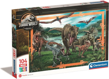 Clementoni legpuzzel super color maxi jurassic world, 104st.