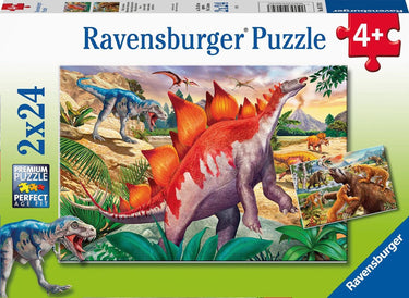 Ravensburger puzzel wilde oertijddieren - twee puzzels - 24 stukjes - kinderpuzzel