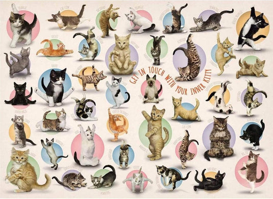Eurographics merkloos puzzel 500 stukjes: yoga katjes