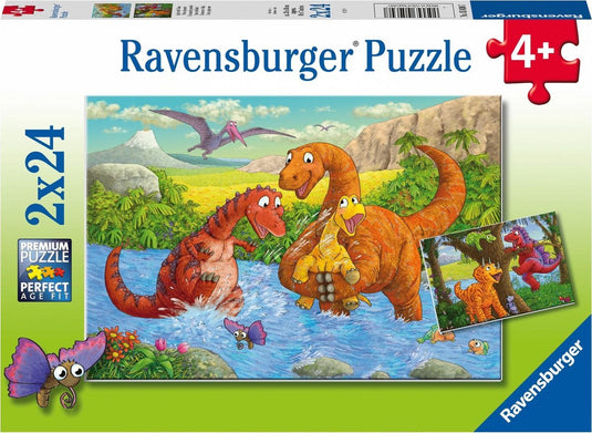 Ravensburger legpuzzel spelende dino's, 2x24st.