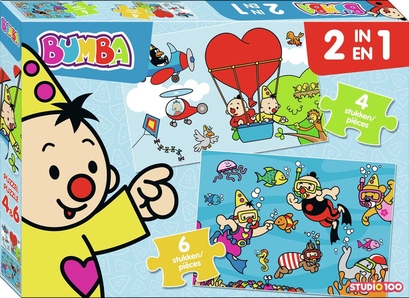 Afbeelding laden in galerijviewer, Bumba puzzel - 2 in 1 puzzel 4 6 stukken - onder water in de lucht
