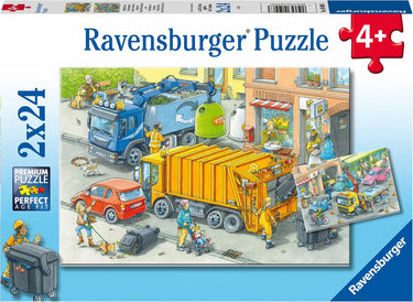 Ravensburger puzzel vuilniswagen en sleepwagen - 2 x 24 stukjes