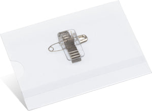 Kangaro naambadge - 60x90mm - met clip, speld en insteekkaartjes wit - doos 24 stuks