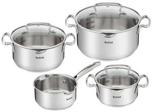 Tefal duetto+ pannenset - 4-delig - geschikt voor inductie - rvs - met deksel