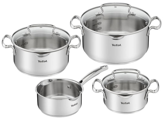 Tefal duetto+ pannenset - 4-delig - geschikt voor inductie - rvs - met deksel