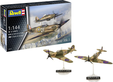 Revell modelbouwpakket - spitfire mk.1a hurricane mk.1 1:144 - 31dlg.