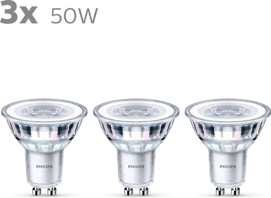 Philips led energiezuinige spot - 50 w - gu10 - koelwit licht - 3 stuks - bespaar op energiekosten