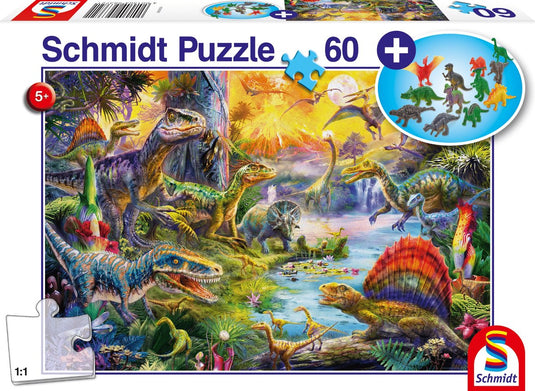 Schmidt - legpuzzel - dinosaurussen - 60 stukjes + dinosaurus figuren - kinderen - vanaf 5 jaar
