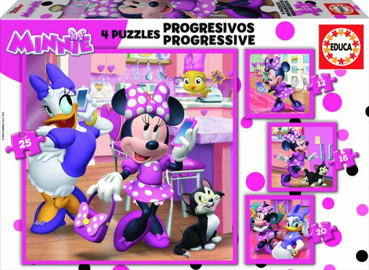 Educa puzzel minnie mouse progressief - 4-in-1 kartonnen legpuzzel.
