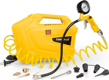 Powerplus powx1706 compressor - luchtcompressor van 1100w, 8 bar, 3m slang - incl. 11 accessoires