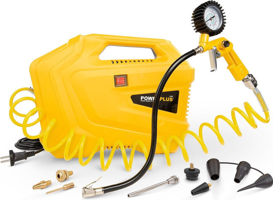 Powerplus powx1706 compressor - luchtcompressor van 1100w, 8 bar, 3m slang - incl. 11 accessoires