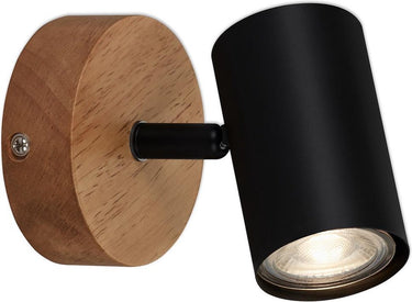 Briloner leuchten wood style - wandlamp - spot draaibaar - gu10 - materiaal: hout en metaal - kleur: zwart