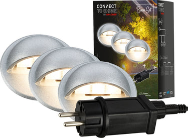 Briloner connect to shine - led grondspot voor buiten - set van 3 - tuinverlichting startset - warm wit licht - ip65 - ø3.5x3.6 cm - 1.5m kabel