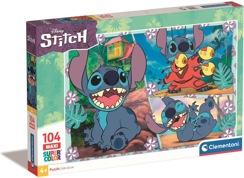 Afbeelding laden in galerijviewer, Clementoni legpuzzel super color maxi disney stitch, 104st.
