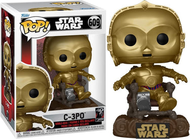 Funko star wars - return of the jedi 40th anniversary pop! c3po in chair 9 cm verzamelfiguur - multicolours