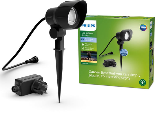 Philips led grondspot basisset voor buiten - laagspanning - zwart - warmwit licht - 24 w