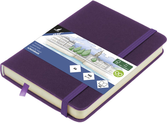 Kangaro schetsboek - a6 - purple heart - met elastiek en lint