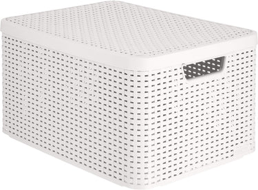 Curver style box rattan l - opbergmand - 30l lichtgrijs