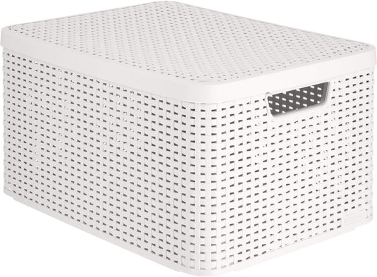 Curver style box rattan l - opbergmand - 30l lichtgrijs