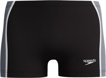 Speedo solid splice aquashort heren - strakke zwemshort heren - chloorbestendige zwemboxer heren - sportzwembroek heren met trekkoord - zwart grijs - s
