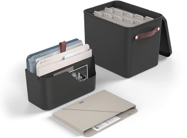 Rotho my paper organizerset, documenten organizer en archief 2 in 1. zwart met blauwe inlegger. geschikt voor a4 formaat