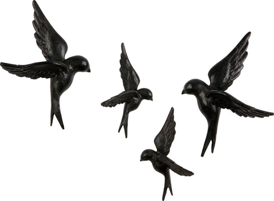 Woood vogels avaler - papier - zwart - set van 4