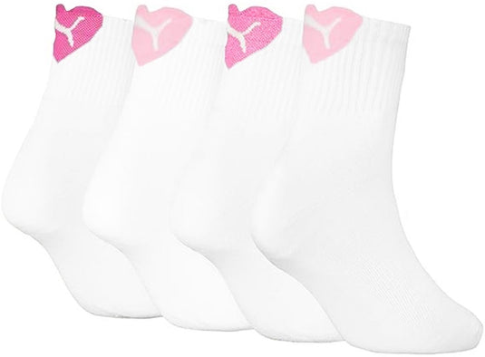 Puma dames 4p halfhoge sokken heart wit