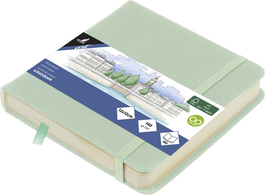 Kangaro schetsboek - 12x12cm - mint - pu hardcover - met elastiek en lint - k-861204