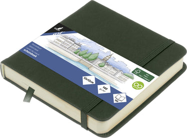 Kangaro schetsboek - 12x12cm - forest green - pu-hardcover - met elastiek en leeslint