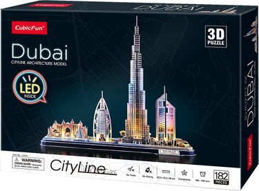 Cubic fun 3d puzzel city line dubai met led verlichting
