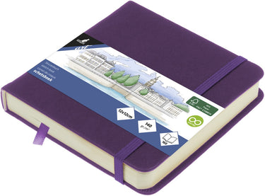 Kangaro schetsboek - 12x12cm - purple heart - met elastiek en lint