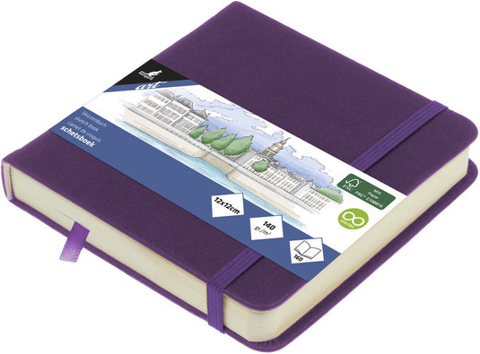 Kangaro schetsboek - 12x12cm - purple heart - met elastiek en lint