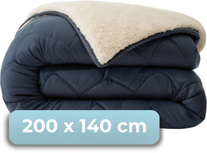 Hush. living hush living - wasbaar dekbed tweekleurig design navy teddy - 140x200 cm – 300 gsm - inclusief bijpassende kussensloop