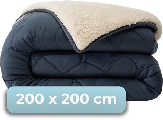 Hush. living hush living - wasbaar dekbed tweekleurig design navy teddy - 200x200 cm – 300 gsm - inclusief bijpassende kussenslopen