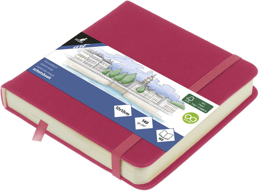 Kangaro schetsboek - 12x12cm - ruby - met elastiek en lint - k-861251