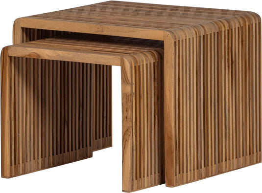 Woood jasmijn bijzettafels - recycled teak - naturel - set van 2