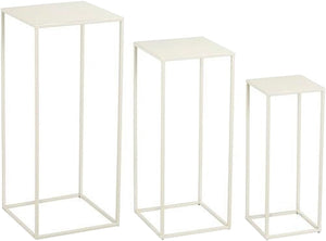 Mica decorations quinty bijzettafel - set van 3 - l30 x b30 x h70 cm - metaal - gebroken wit
