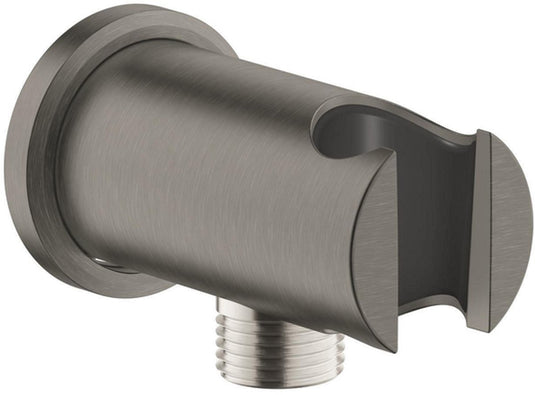 Grohe rainshower wandaansluitbocht - 1 2 - met houder - ronde rozet - hard graphite geborsteld